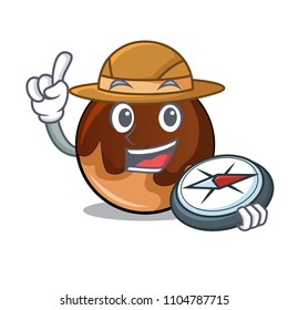 Explorer chocolate donut mascot cartoon