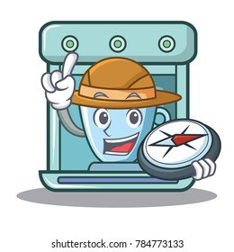 Explorer coffee maker character cartoon