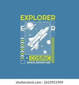 Explorer cosmic space adventure street wear vector design