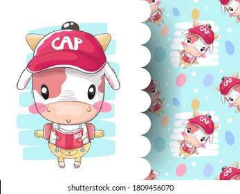 Explorer cow with reading book