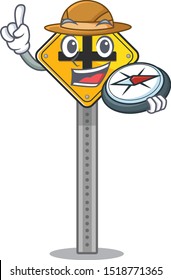 Explorer crossing sign at the roadside character