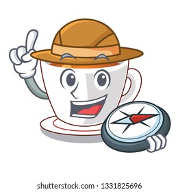 Explorer cup mint tea isolated with character