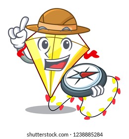 Explorer cute kite flying the on mascot