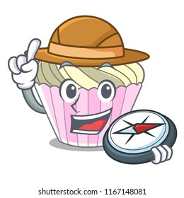 Explorer dessert meringue cake isolated mascot cartoon