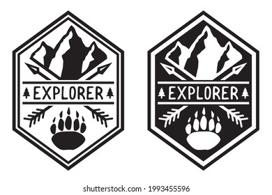 Explorer emblem, Mountain journey sticker svg, Family trip lable, Summer travel