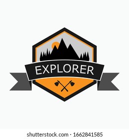 Explorer Emblem. Outdoor Hobby Label. Nature Journey Logo.