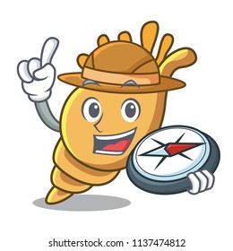 Explorer exotic shell mascot cartoon