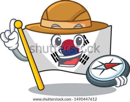 Explorer flag korea isolated with the mascot