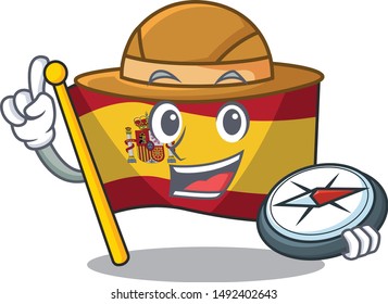 Explorer flag spain isolated in the cartoon