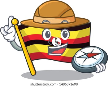 Explorer flag uganda isolated in the cartoon