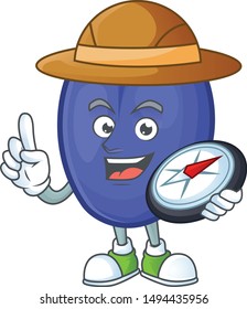 Explorer fresh prunes of character mascot in a cartoon.