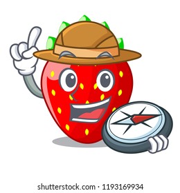 Explorer fresh ripe strawberry isolated on mascot