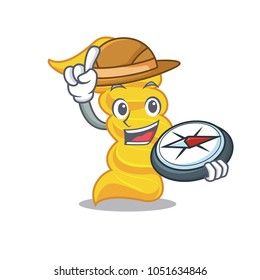Explorer fusilli pasta mascot cartoon
