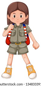 Explorer girl on an adventure illustration