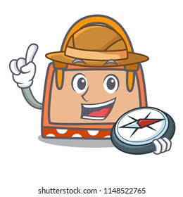 Explorer hand bag mascot cartoon
