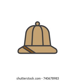 Explorer hat filled outline icon, line vector sign, linear colorful pictogram isolated on white. Adventure symbol, logo illustration. Pixel perfect vector graphics