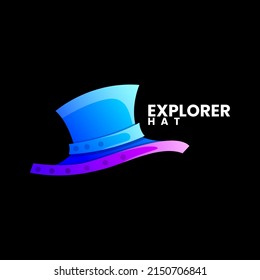 explorer hat gradient logo design