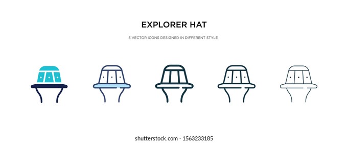 explorer hat icon in different style vector illustration. two colored and black explorer hat vector icons designed in filled, outline, line and stroke style can be used for web, mobile, ui
