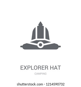 Explorer hat icon. Trendy Explorer hat logo concept on white background from camping collection. Suitable for use on web apps, mobile apps and print media.