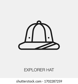 explorer hat icon vector. Linear style sign for mobile concept and web design. explorer hat symbol illustration. Pixel vector graphics - Vector.