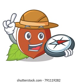 Explorer hazelnut mascot cartoon style