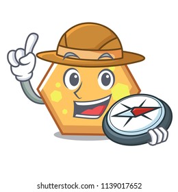 Explorer hexagon mascot cartoon style Explorer hexagon mascot cartoon style