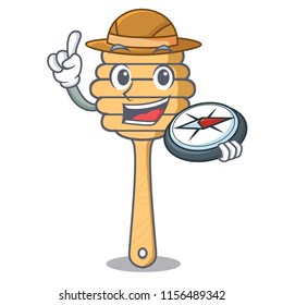 Explorer honey spoon mascot cartoon