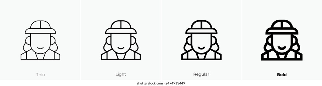 explorer icon. Thin, Light Regular And Bold style design isolated on white background