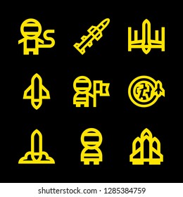 explorer icons set with astronaut, spacecraft and rocket vector set