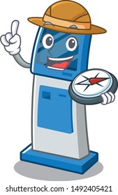 Explorer information digital kiosk isolated in the mascot