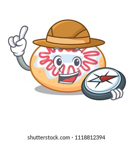 Explorer jelly donut mascot cartoon