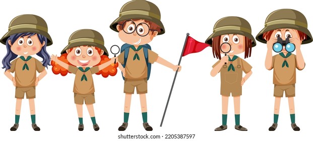 Explorer kids cartoon character illustration