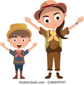 explorer kids . Vector clip art cartoon illustration