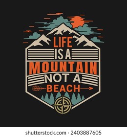 Explorer Life es una montaña, no una ilustración de playa, aventura al aire libre. Gráfica de impresión vectorial editable para camisetas y otros usos