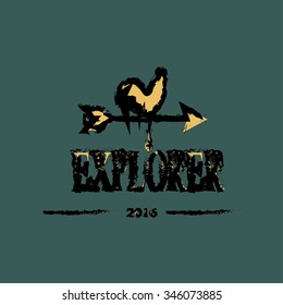 Explorer logo with weather vane logo above vector 