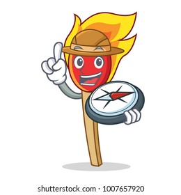 Explorer match stick mascot cartoon