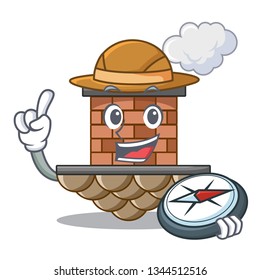 Explorer miniature cartoon brick chimney above table