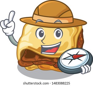 Explorer moussaka isolated with in the cartoon style