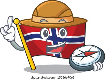 Explorer norway flag is flown on character pole