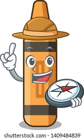 Explorer orange crayon cartoon