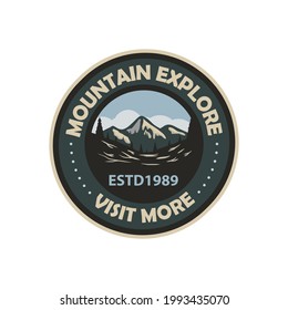 Explorer Outdoor Mountain Logo National Park Badge Patch  Emblem Vintage Illustration