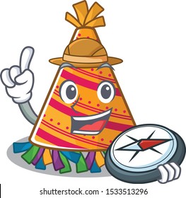 Explorer party hat cartoon with character shape