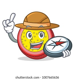 Explorer passion fruit mascot cartoon