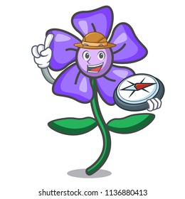 Explorer periwinkle flower mascot cartoon