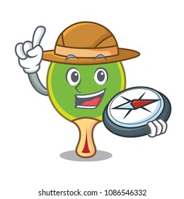 Explorer ping pong racket mascot cartoon