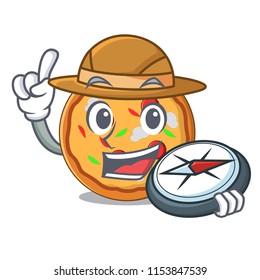 Explorer pizza mascot cartoon style