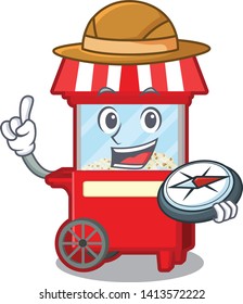 Explorer popcorn machine isolated mascot