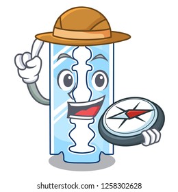 Explorer razor blade and border cartoon cyan