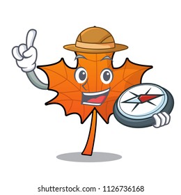 Explorer red maple leaf mascot cartoon