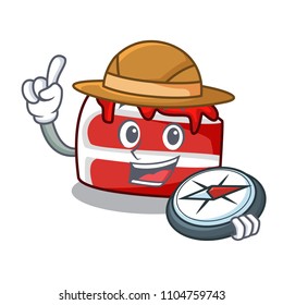 Explorer red velvet mascot cartoon